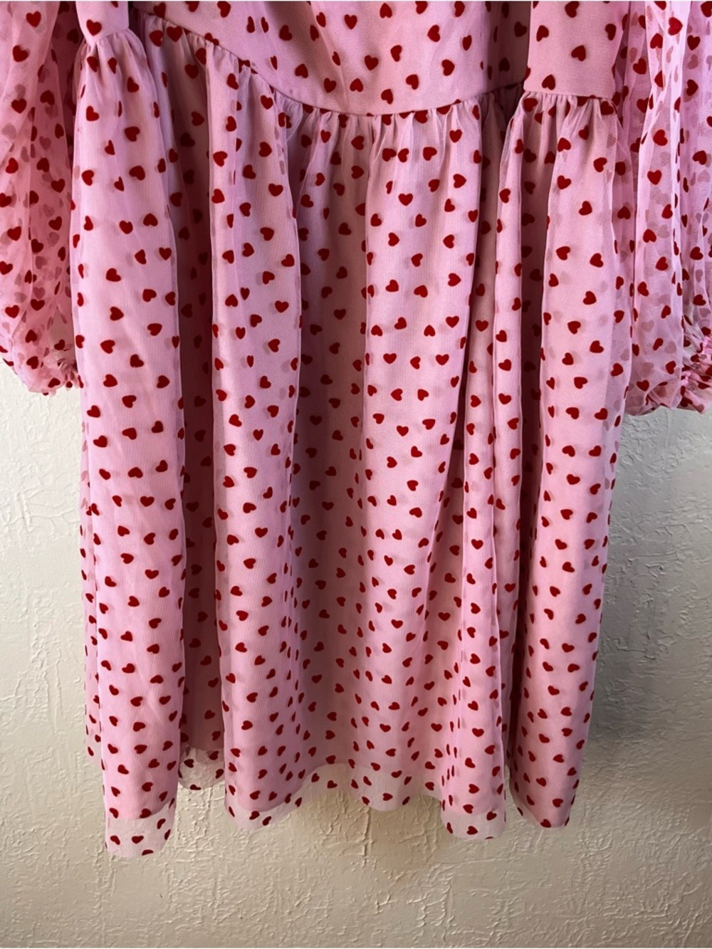 Eloquii Mesh Flocked Heart Print Bustier Mini Dress in Pink - Picture 9 of 15